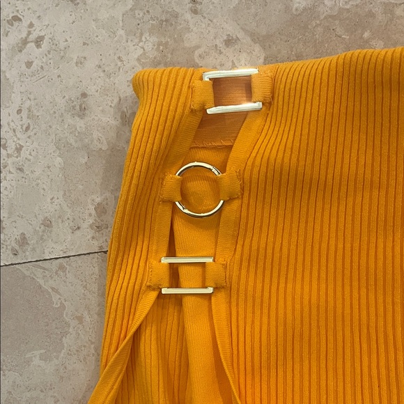 Sandro Vibrant Orange Mini Skirt with Buckle Accents - Picture 2 of 4